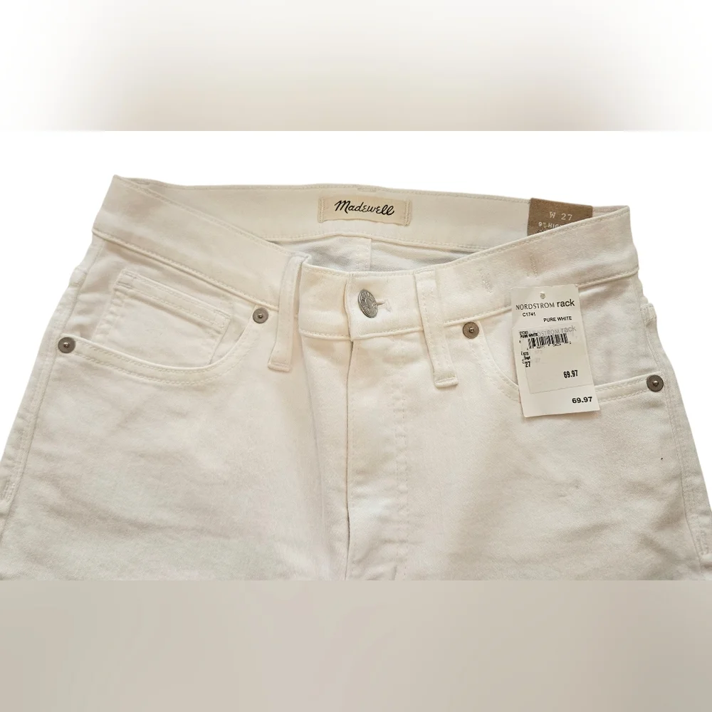 Women's Madewell White 9” High-Rise Skinny Jean Waist 27" New With Tags - Picture 3 of 5